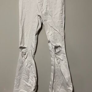 White Distressed Flare Jeans